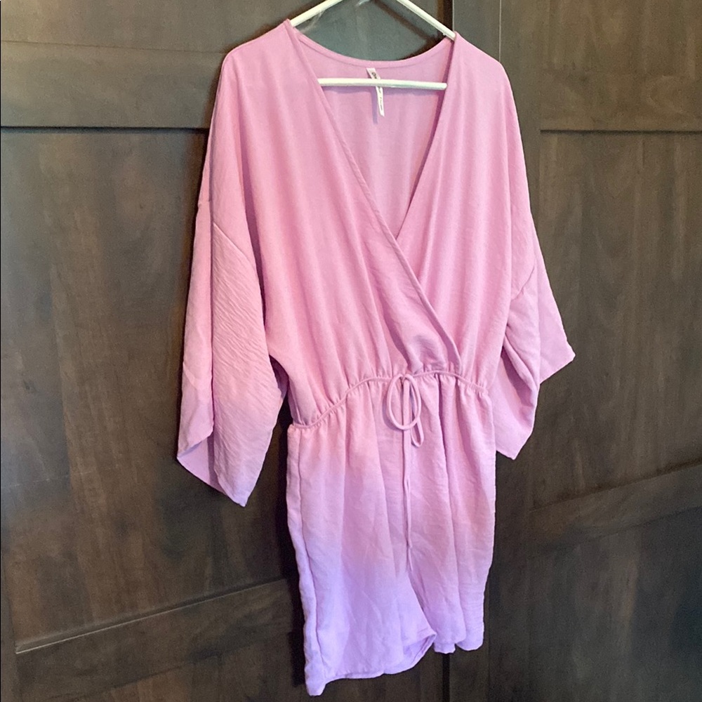 Pink Kimono Sleeve Romper